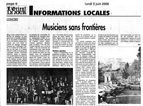 2000_L'orient le jour_Musicisti-senza-frontiere